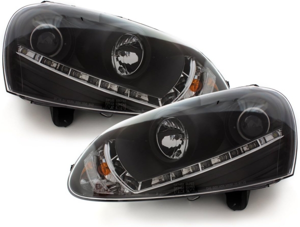 LED TAGFAHRLICHT Scheinwerfer für VW Golf 5 V 03-09 black schwarz