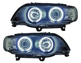 CCFL Angel Eyes Scheinwerfer für BMW X5 99-03 E53 schwarz