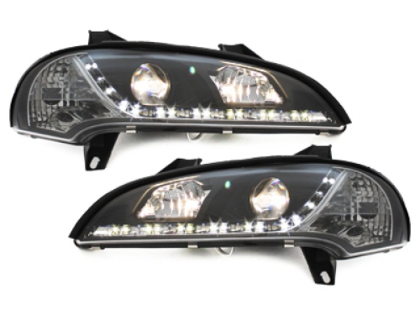 Scheinwerfer für Opel Tigra A 94-00 Led-Tagfahrlicht-Optik schwarz