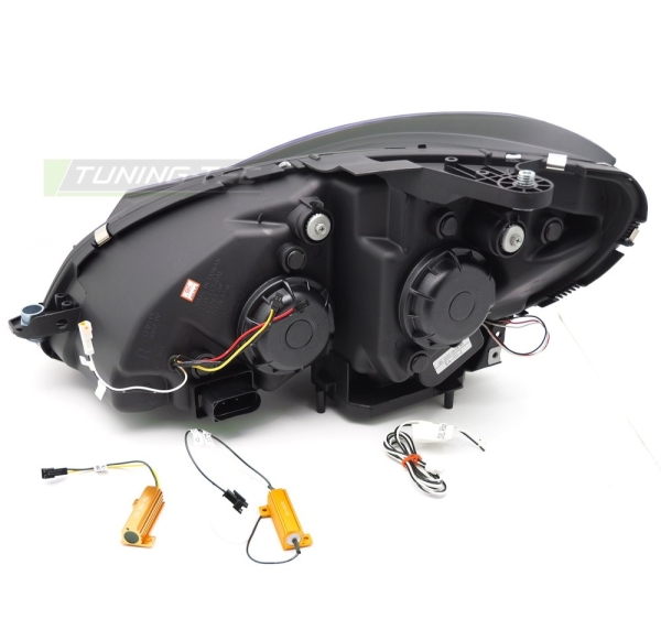 Scheinwerfer für Mercedes Benz S204 W204 C-Klasse 2011+ schwarz Led Lightbar Tagfahrlicht-Optik