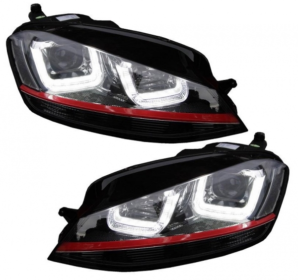 Led Tagfahrlicht Scheinwerfer für VW Golf 7 12-17 schwarz rot