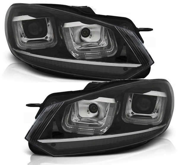 Tagfahrlicht Scheinwerfer für VW Golf 6 VI 08-12 schwarz-chrom Golf 7-Look