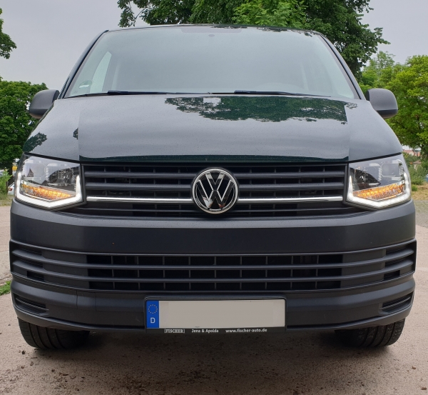 Scheinwerfer für VW T6 15-19 Led Tagfahrlicht dynamischer Blinker schwarz glänzend V1
