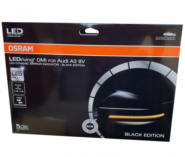 OSRAM Dynamischer LED Spiegelblinker für Audi A3 8V Laufblinker BLACK-EDITION