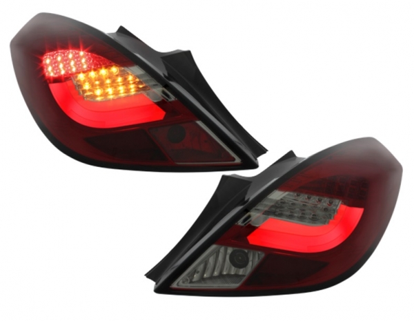 LED Rückleuchten für Opel Corsa D 06-14 3-Türer red/smoke dunkelrot OPC-Optik