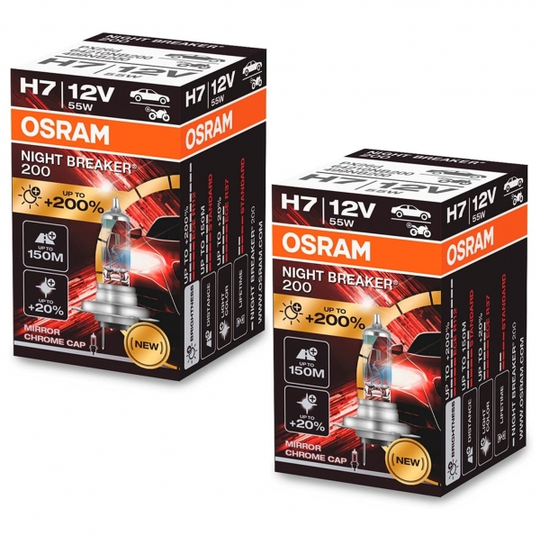 Osram Nightbreaker 200 H7 12V 55W 2 Stück Faltschachtel 64210NB200