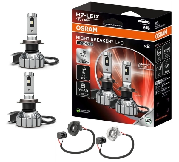 OSRAM NIGHT BREAKER H7 LED 330% Set für VW Golf 7 5G 13-17 64210DWNBGSM DA05