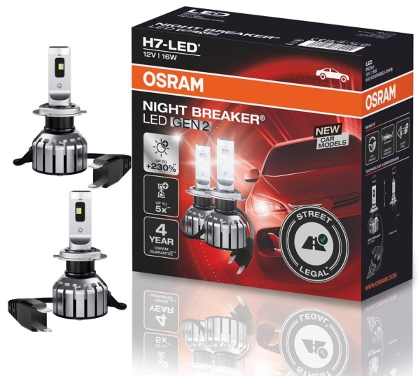 OSRAM NIGHT BREAKER H7 LED 220% Set für Fiat Ducato 250 290 Bj 2006-2014