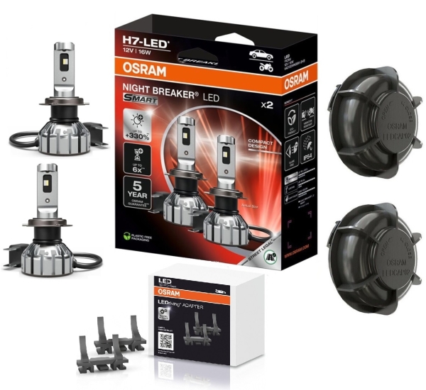 OSRAM NIGHT BREAKER H7 LED 330% Set für Ford Focus MK4 2018+ mit DA04 Cap02