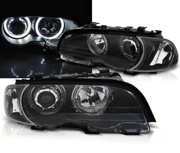 LED Angel Eyes Scheinwerfer für BMW E46 Coupe und Cabrio 98-03 schwarz E