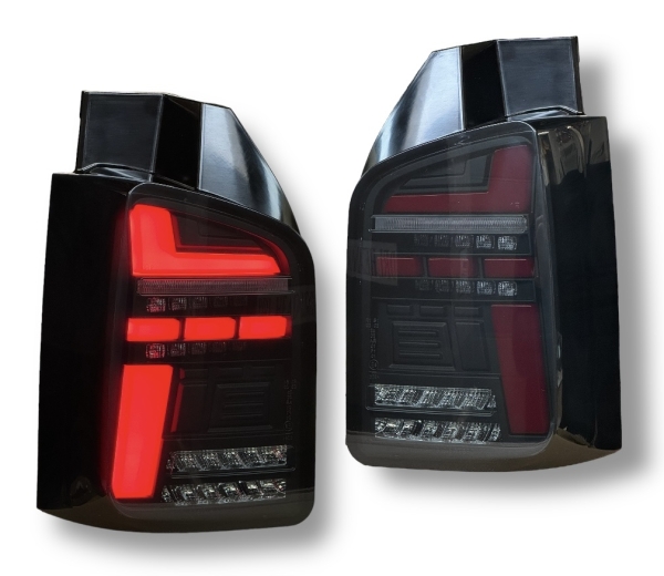 Voll LED Rückleuchten für VW T5 2010-2015 schwarz rauch rot Laufblinker Flügeltürer