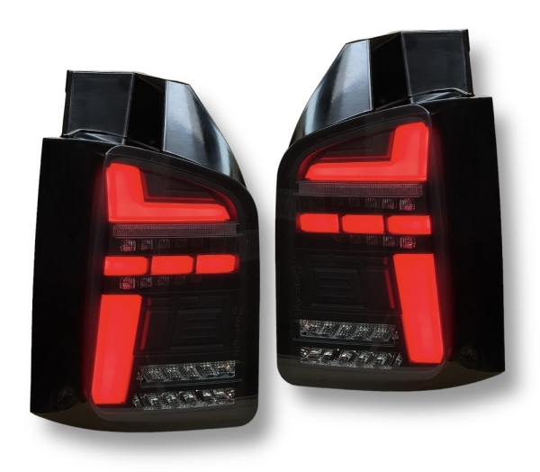 Voll LED Rückleuchten für VW T5 2010-2015 schwarz rauch rot Laufblinker Flügeltürer
