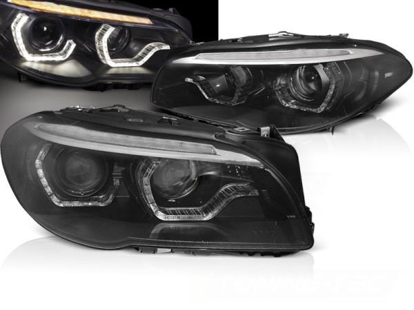 Xenon Scheinwerfer für BMW 5er F10 F11 Bj. 10-13 Led Tagfahrlicht dynamischer Blinker schwarz