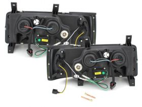 Scheinwerfer für VW T4 Bus 90-03 Tagfahrlicht-Optik chrom Led Standlicht
