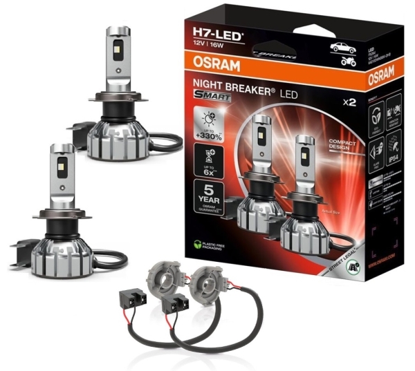 OSRAM NIGHT BREAKER H7 LED 330% Set für Mercedes Benz V-Klasse W447 Bj 14-19 DA07