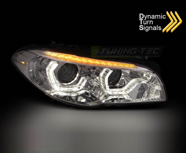 Xenon Scheinwerfer für BMW 5er F10 F11 Bj. 10-13 Led Tagfahrlicht dynamischer Blinker chrom