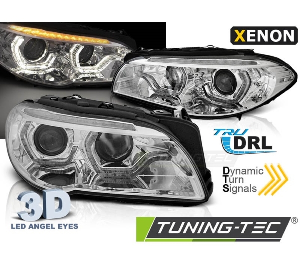 Xenon Scheinwerfer für BMW 5er F10 F11 Bj. 10-13 Led Tagfahrlicht dynamischer Blinker chrom