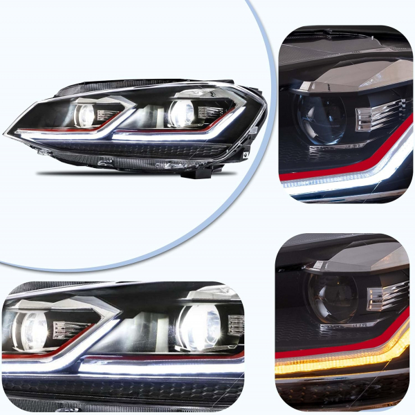 Voll-LED TAGFAHRLICHT Scheinwerfer für VW Golf 7 12-17 dynamischer LED-Blinker Facelift-Optik rot