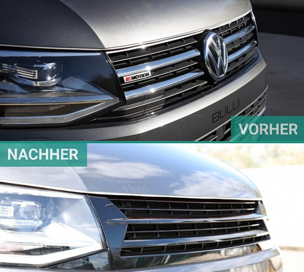 Frontgrill Kühlergrill ohne Emblem schwarz glänzend für VW T6 15-19 ABS