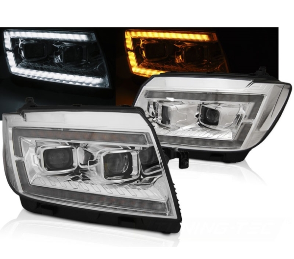 VOLL LED Tagfahrlicht Scheinwerfer chrom für VW Crafter ab 2017 dynamischer Led Blinker