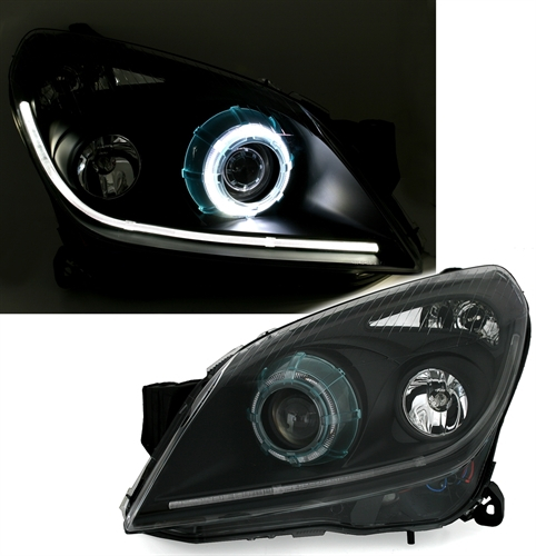 CCFL Angel Eyes Xenon Scheinwerfer schwarz für Opel Astra H 04-09