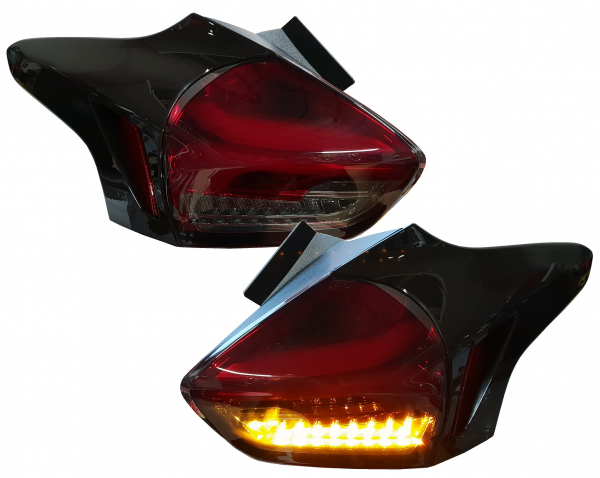 LED Rückleuchten für Ford Focus MK3 Facelift 09/2014+ dunkelrot dynamischer Blinker Sonar
