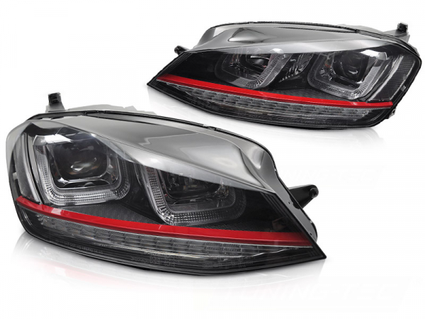 Led Tagfahrlicht Scheinwerfer für VW Golf 7 12-17 schwarz rot dynamischer Led Blinker