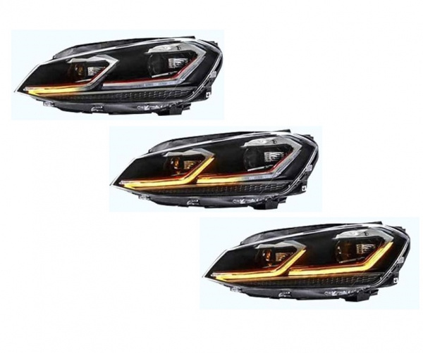 Voll-LED TAGFAHRLICHT Scheinwerfer für VW Golf 7 Facelift 17-20 dynamischer LED-Blinker rot