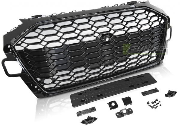 Frontgrill für Audi A4 B9 2019+ Facelift Kühlergrill Wabengrill Grill ohne Emblem schwarz glänzend PCD