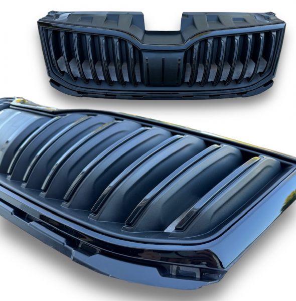 ABS Kunststoff Frontgrill Kühlergrill schwarz matt glänzend für Skoda Octavia 5E 17-20 Facelift Streben