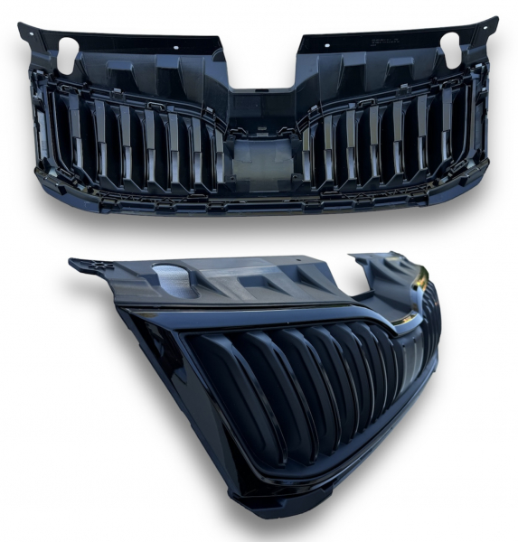 ABS Kunststoff Frontgrill Kühlergrill schwarz matt glänzend für Skoda Octavia 5E 17-20 Facelift Streben