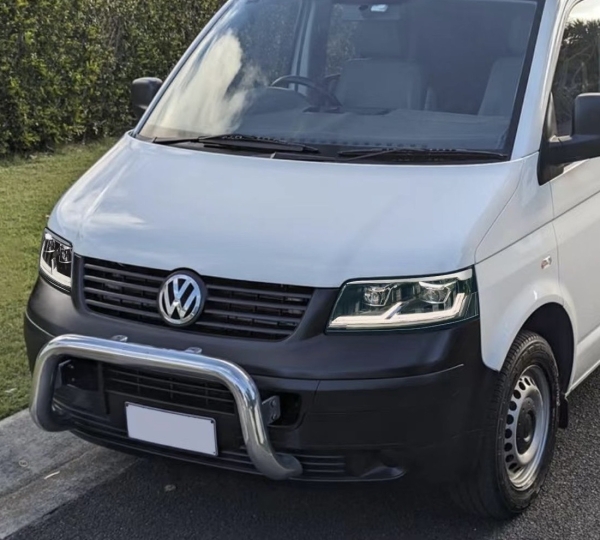 VOLL LED Scheinwerfer für VW T5 03-09 Tagfahrlicht Led Blinker statisch schwarz