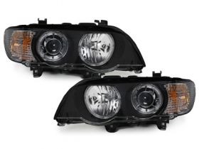 Xenon Scheinwerfer für BMW X5 99-03 E53 2 Led-Standlichtringe schwarz