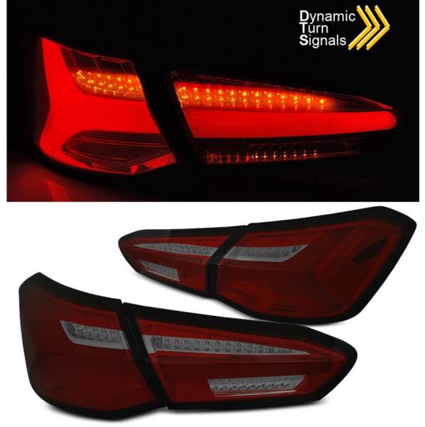 Lightbar LED Rückleuchten mit Laufblinker für FORD FOCUS 2018+ red smoke MK4