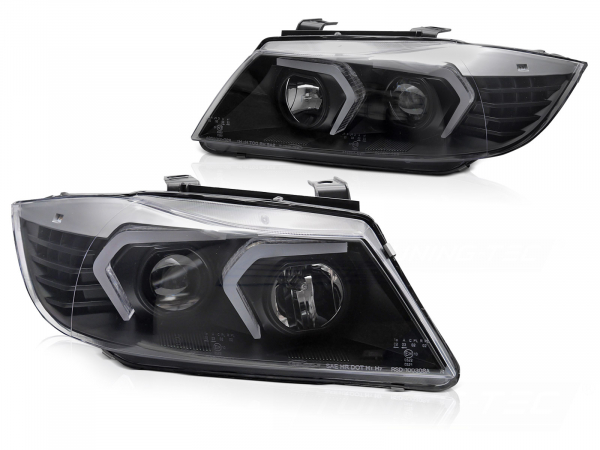 LED Tagfahrlicht-Optik Scheinwerfer für BMW E90 E91 LCI 09-12 schwarz Led Blinker V3