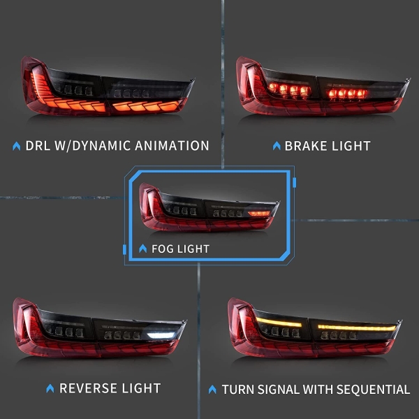 OLED Rückleuchten für BMW G20 3er ab 2019 Limousine dynamisch rot schwarz
