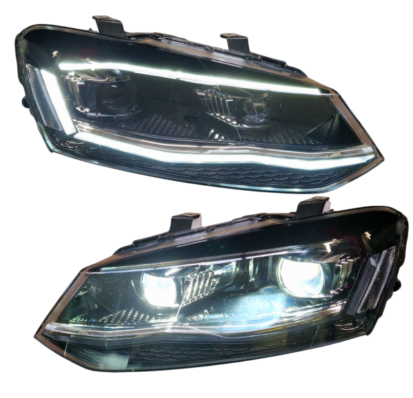 Voll Led Scheinwerfer für VW Polo 6R 6C 2009+ schwarz chrom Tagfahrlicht dynamischer LED Blinker