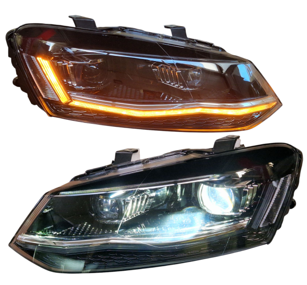 Voll Led Scheinwerfer für VW Polo 6R 6C 2009+ schwarz chrom Tagfahrlicht dynamischer LED Blinker