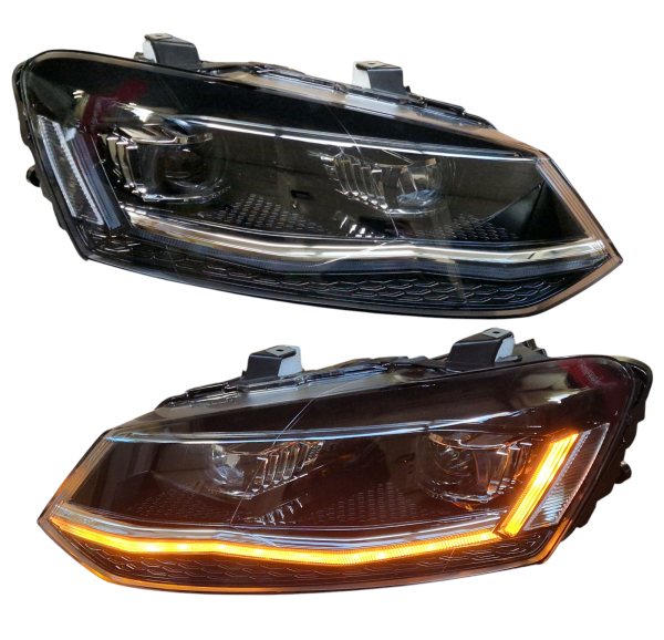 Voll Led Scheinwerfer für VW Polo 6R 6C 2009+ schwarz chrom Tagfahrlicht dynamischer LED Blinker