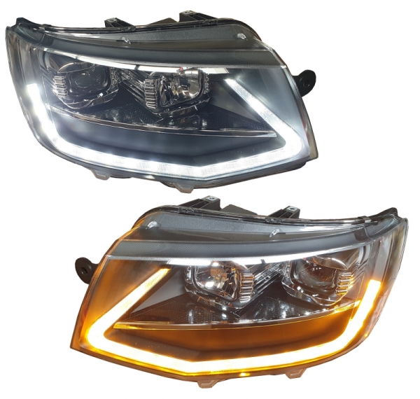 Scheinwerfer für VW T6 15-19 Led Tagfahrlicht dynamischer Blinker schwarz V2