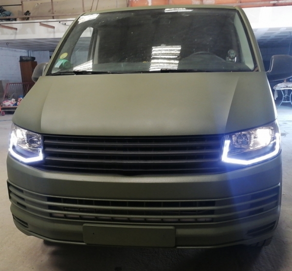 Scheinwerfer für VW T6 15-19 Led Tagfahrlicht dynamischer Blinker schwarz V2