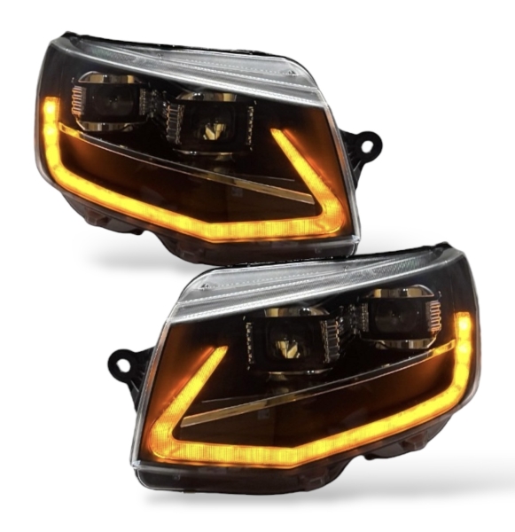 VOLL-LED Scheinwerfer für VW T6 15-19 dynamischer Blinker Led Tagfahrlicht schwarz V2