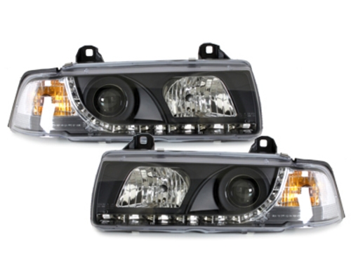 LED Tagfahrlicht-Optik Scheinwerfer für BMW E36 Limo Touring 92-98 black schwarz