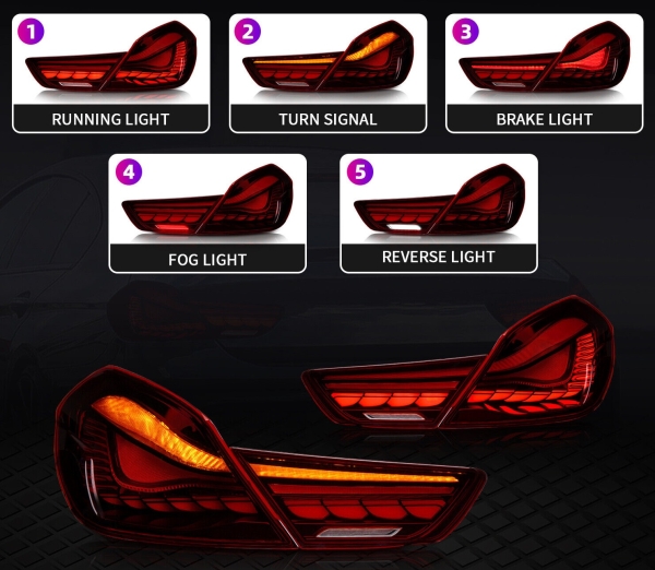 OLED Rückleuchten für BMW 6er 10-17 F06 F12 F13 Startanimation dynamischer Blinker dunkelrot
