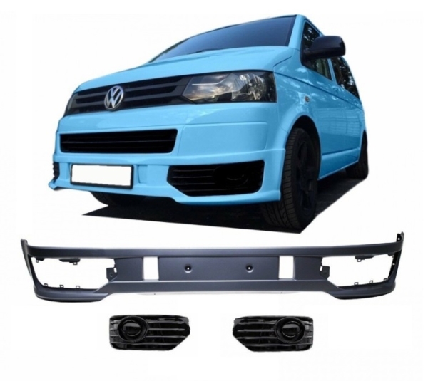 Frontspoiler Ansatz mit Gitter in schwarz glänzend für VW T5 2009-2015 Facelift ABE
