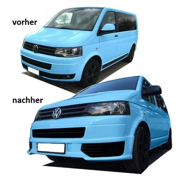 Frontspoiler Ansatz mit Gitter in schwarz glänzend für VW T5 2009-2015 Facelift ABE
