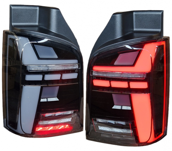 Voll Led Rückleuchten für VW T5 2003-2015 schwarz T6.1-Design dynamischer Blinker sequentieller Start