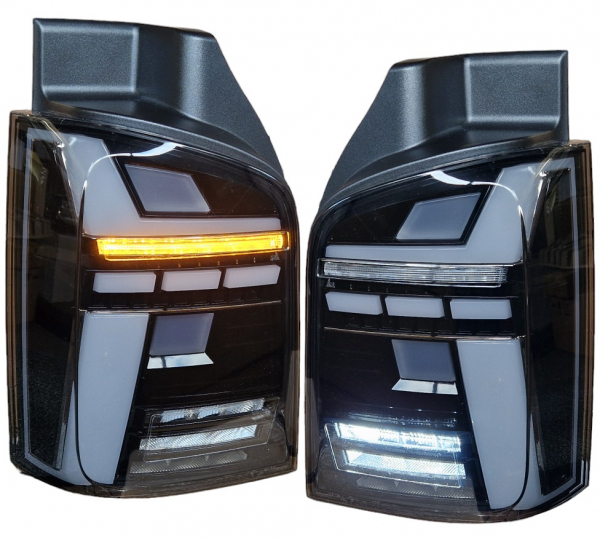 Voll Led Rückleuchten für VW T5 2003-2015 schwarz T6.1-Design dynamischer Blinker sequentieller Start