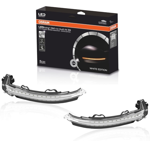 OSRAM Dynamischer LED Spiegelblinker für Audi A4 B9 2016- Laufblinker WHITE-EDITION