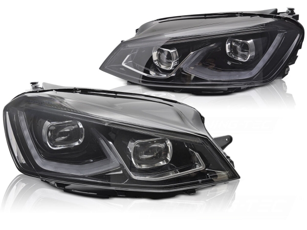 Voll Led Scheinwerfer für VW Golf 7 12-17 schwarz chrom mit Startanimation und Led Blinker